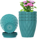 4 inch Small Plastic Nursery Pots, 5 Pack Water Ripples Flower Pots by Meowell