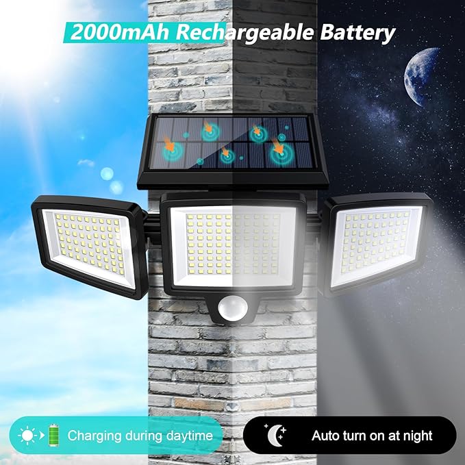 Tuffenough Solar Outdoor Lights 2500LM 210 LED Security Lights - Image 3