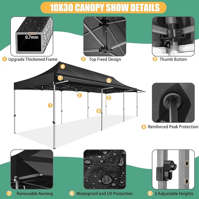 COBIZI 10x30 Pop Up Canopy Tent - Image 5
