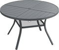 Patio Dining Table for 4-6, Round Metal Outdoor Table by VOXBIN