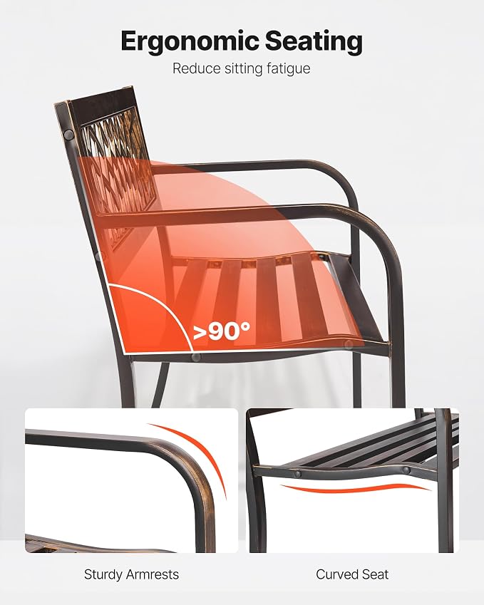VEVOR Outdoor Bench, 46 inch, Carbon Steel Metal Frame - Image 6