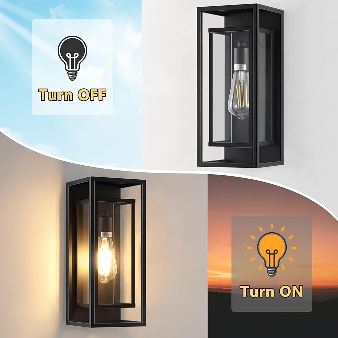 Outdoor Wall Light Fixtures, Waterproof Black Exterior Sconce Porch Lights - Image 6