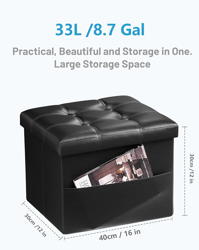AmasSmile Storage Ottoman Folding Foot Rest Stool - Image 3