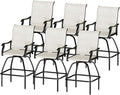 LEVELEVE Patio Bar Set 6pcs Swivel Bar Stools Outdoor Bistro Textilene by Enjoyyourlife