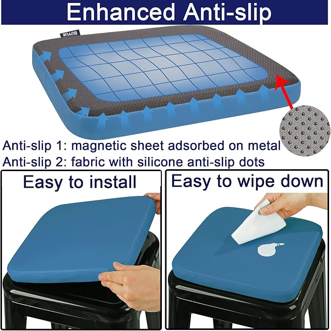 BUYUE Enhanced Anti-Slip Magnetic Bar Stool Cushion 1 Piece, Luxury PU Leather - Image 5