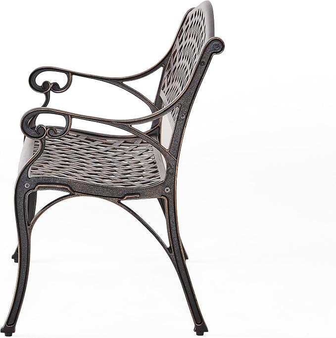 Christopher Knight Home Eastwood Antique Copper Cast Aluminum Bench - Image 8