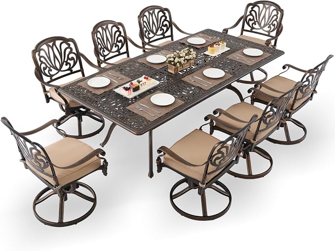 9-Piece Cast Aluminum Patio Furniture, Outdoor Dining Sets by Unknown