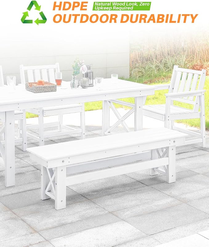 HDPE Outdoor Dining Set of 6, Patio Dining Table Set - Image 5
