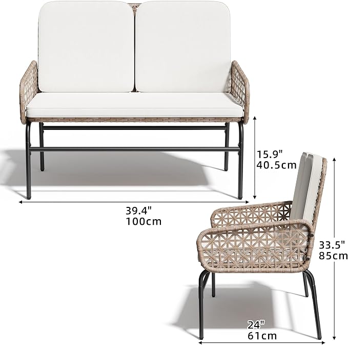 YITAHOME Patio Loveseat Wicker Outdoor Furniture, All Weather Rattan - Image 3