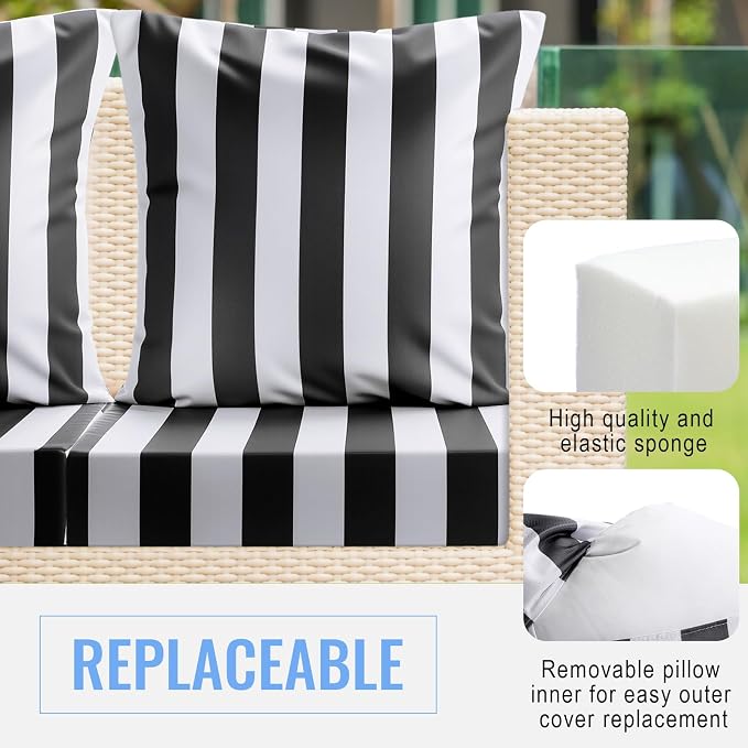 Hoteam 6 Set Outdoor Chair Cushions 20 x 20 Inch Patio Cushions Deep Seat - Image 5