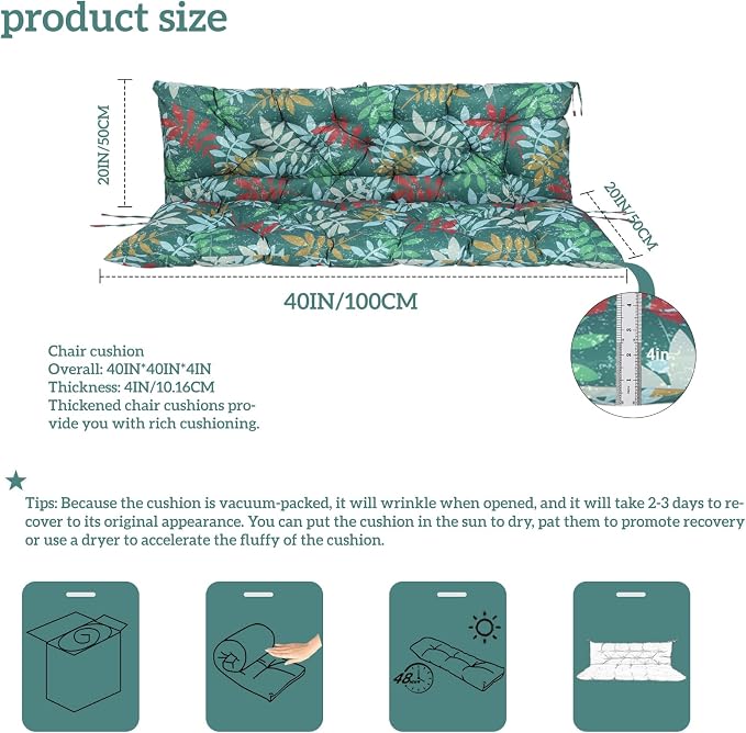 Outside Benches Cushion with Backrest, Thicken Waterproof Swing Cushions 2/3 - Image 5