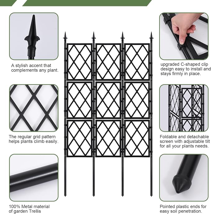 5.25FT Garden Trellis for Climbing Plants Outdoor, Metal Wall Lattice Climbing - Image 7