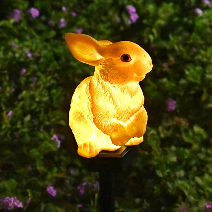 Bunny Garden Ornaments Rabbit Solar Decor Outdoor Statue Lawn Yard Decorations - Image 4