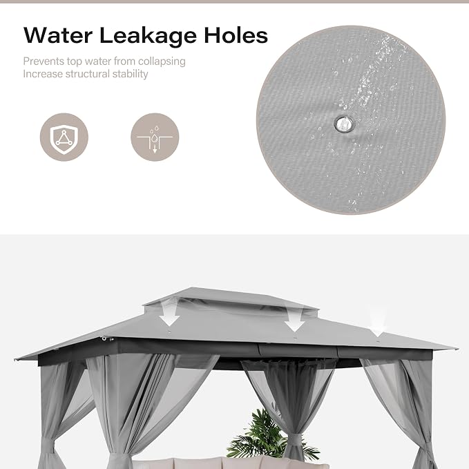 LAUSAINT HOME Semi-Permanent Outdoor Patio Gazebo 10'x13', Heavy Duty Party - Image 6