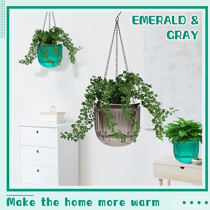 Meanplan 4 Pcs Self Watering Hanging Planter Indoor 6.5 Inch Hanging Baskets - Image 3