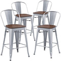 Aklaus Metal Bar Stools Set of 4, 24 inch Barstools Counter Height Bar Stool by AKLAUSHomeFurniture