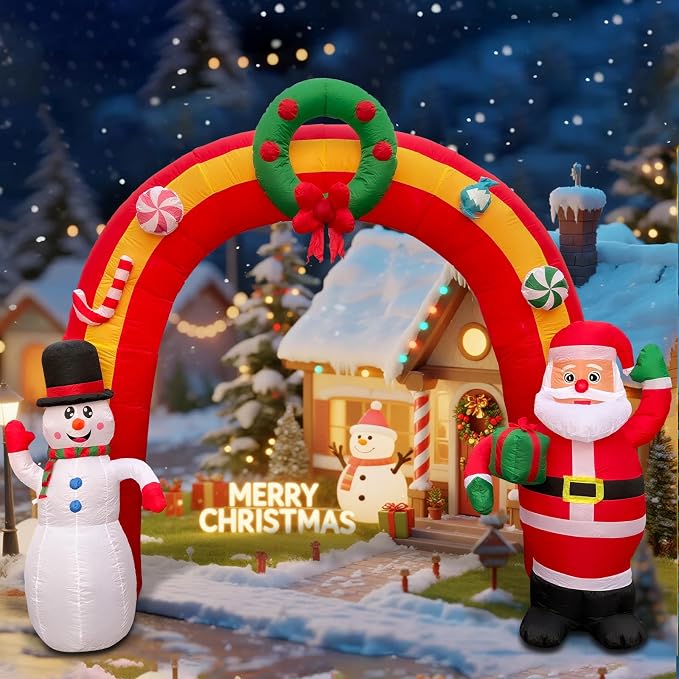 11.8 FT Christmas Inflatables Archway, Blow Up Santa Claus and Snowman - Image 6