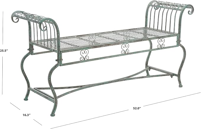 SAFAVIEH Outdoor Collection Brielle Victorian Scroll Antique Dark Green Wrought - Image 3