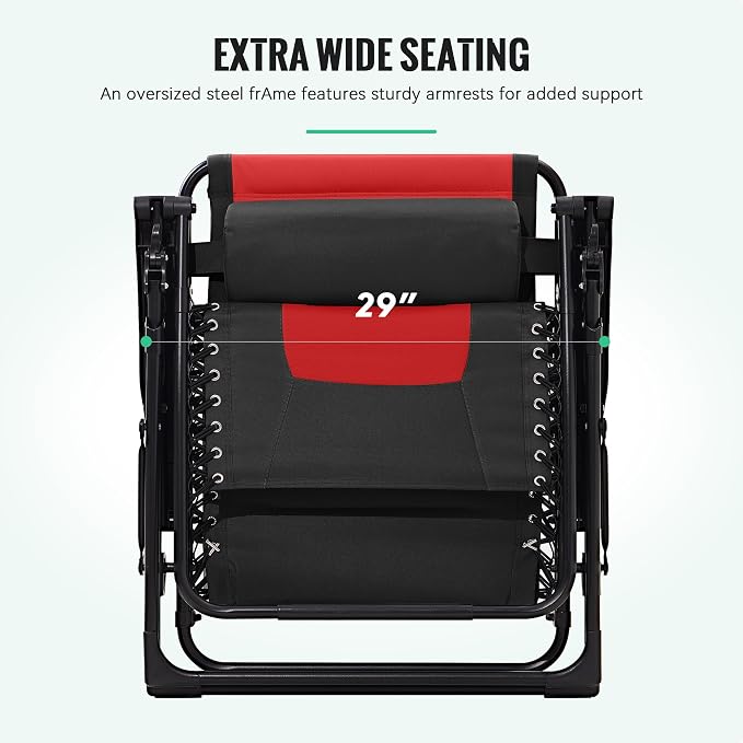 JEAREY Oversized Padded Zero Gravity Chairs, Folding Lounge Chair Outdoor Patio - Image 4
