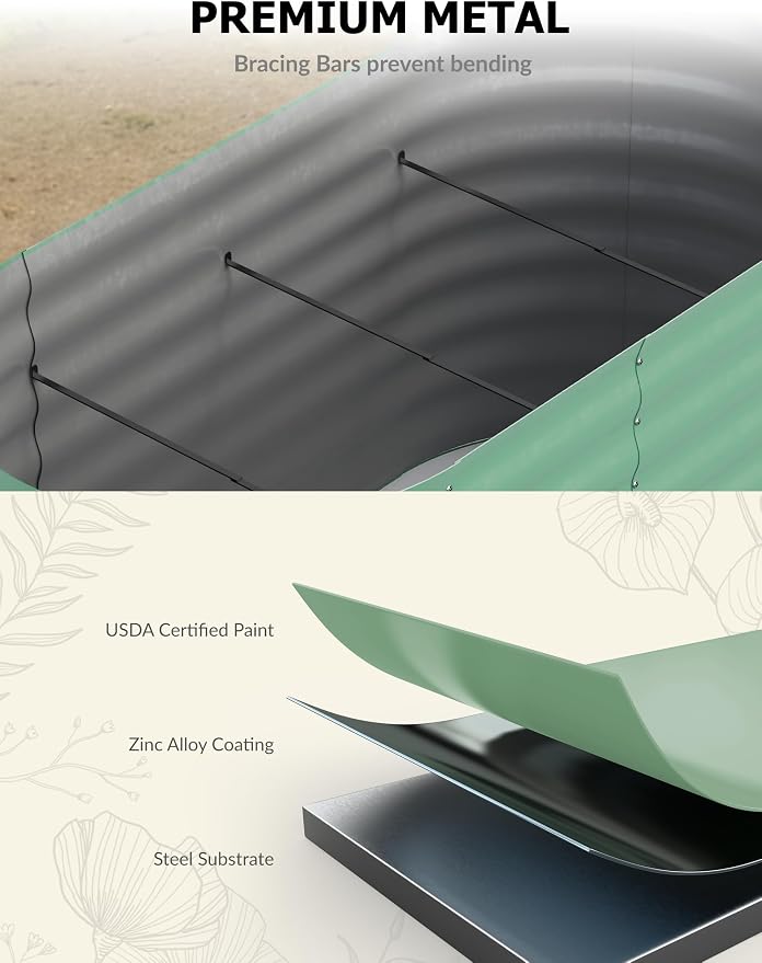 GarveeLife 8x4x1.5 ft Galvanized Raised Garden Bed - Image 2