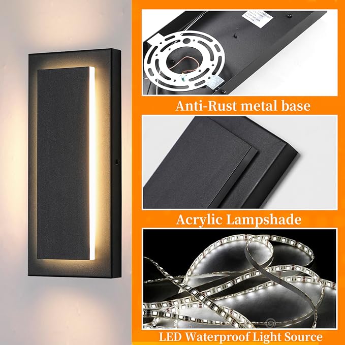 11.8" Outdoor Wall Lights, Exterior Light Fixtures Wall Mount, 3000K Warm White - Image 5