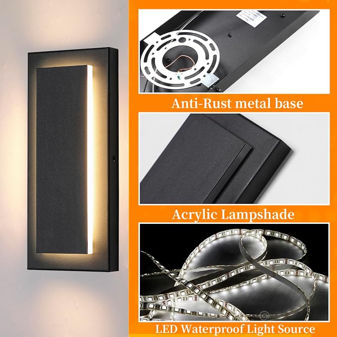 11.8’’ Modern Exterior Lighting Fixtures, Waterproof Exterior Sconce Light - Image 4