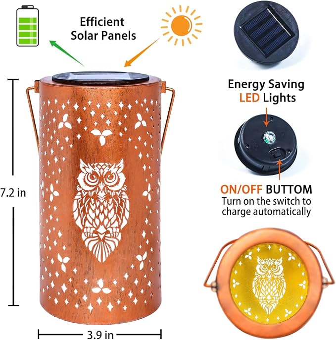 Owl Solar Lanterns Outdoor Waterproof Hanging Solar Lights Owl Gifts - Image 6