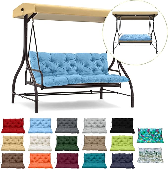 Waterproof Porch Swing Cushion Replacement, 2–3 Seat Swing Seat Cushion by RUFXIEZW