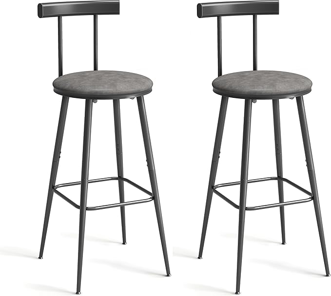 Bar Stools, Bar Chairs with Backrest and Footrest, Industrial Counter Stools by IRCPEN