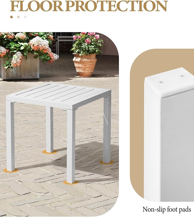 Crestlive Products Aluminum Outdoor Side Table Set of 2, Pool Lounge Chair Side - Image 6