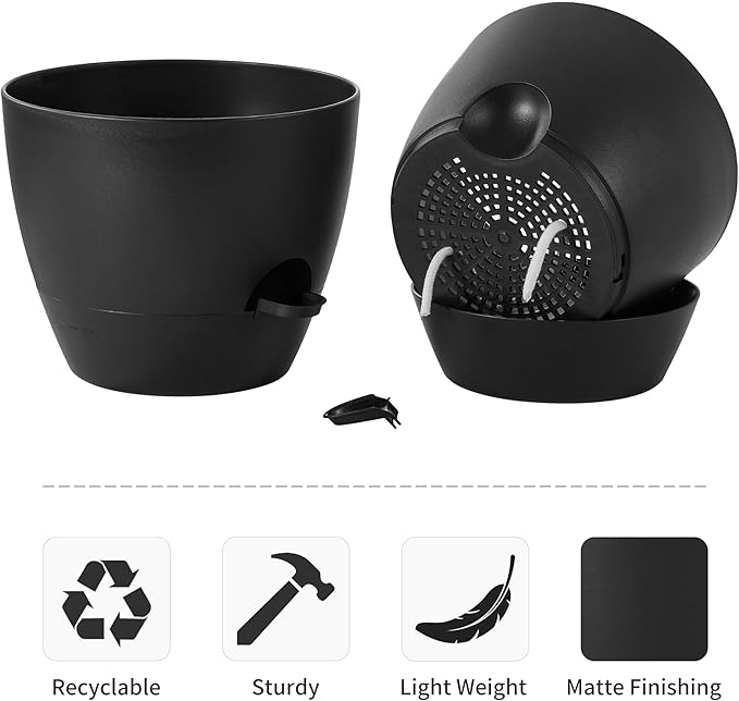 FaithLand 3-Pack Planter Pots, 10 9 8 Inch Self Watering Flower Pots - Image 5