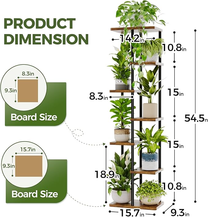 Bamworld Tall Plant Stand Indoor, 7 Tier Plant Shelf - Image 4