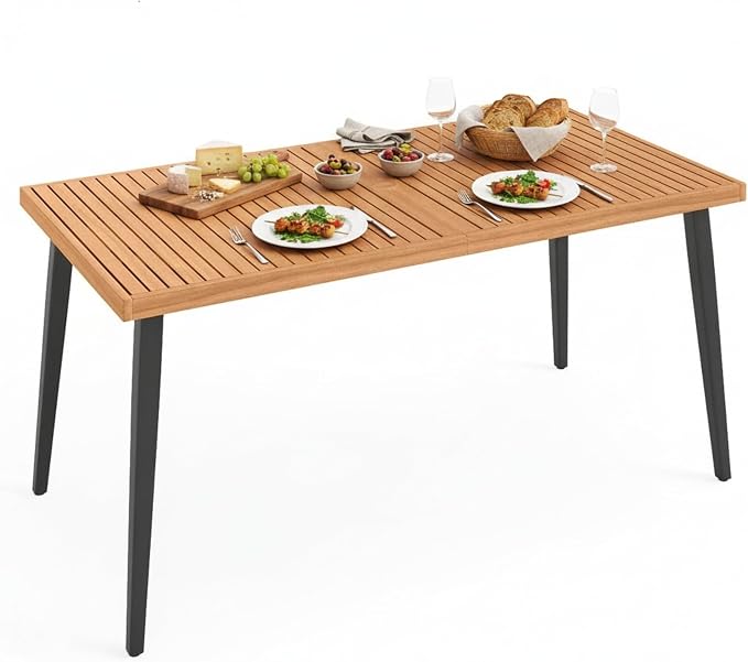 Tangkula 63" Acacia Wood Patio Dining Table by TANGKULA