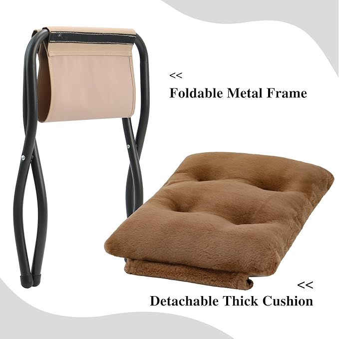 15" Folding Ottoman, Foldable Footrest Stool, Portable Small Foot Stool - Image 5