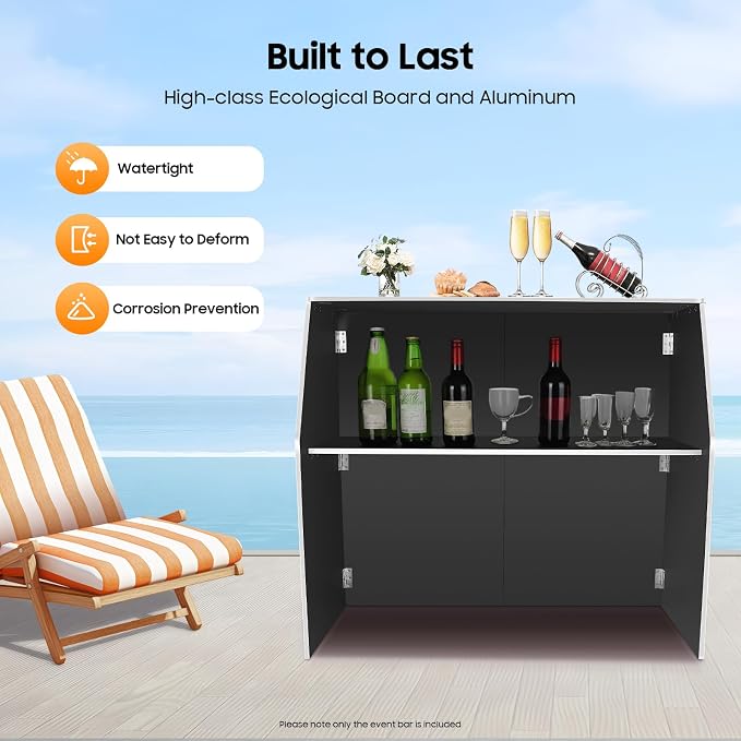 43''*48''*20'' Portable Event Bar, Folding Party Counter Mobile Drink Table - Image 6
