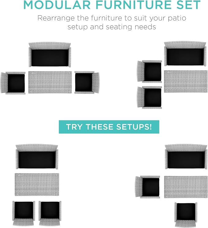 Best Choice Products 4-Piece Outdoor Wicker Patio Conversation Furniture Set - Image 2
