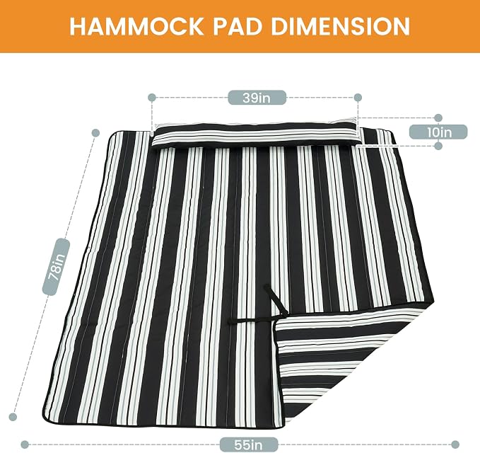 Lazy Daze Hammocks 2 Person Hammock Pad and Pillow Set, Double Polyester - Image 5