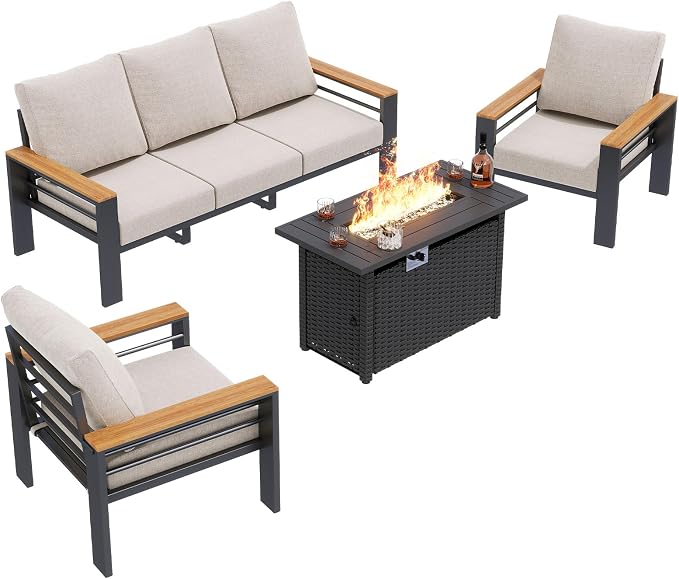 Aoxun Aluminum Outdoor Patio Furniture Set, 6-Piece Outdoor Sectional - Image 8