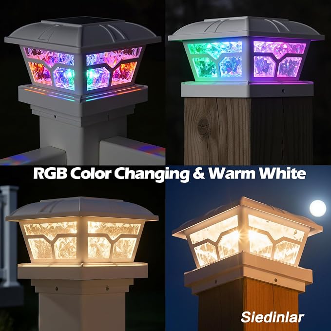 SIEDiNLAR Solar Post Cap Lights Outdoor 2 Color Modes LED - Image 5