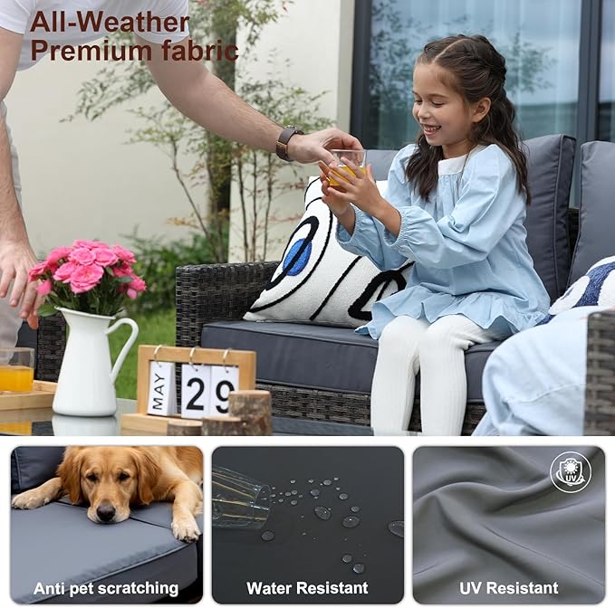 4-Piece Patio Furniture Set, Outdoor Wicker Patio Conversation Set - Image 6