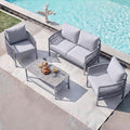 Aluminum Patio Furniture Set, 4 Seats Modern Outdoor Sectional Furniture by Oasbira