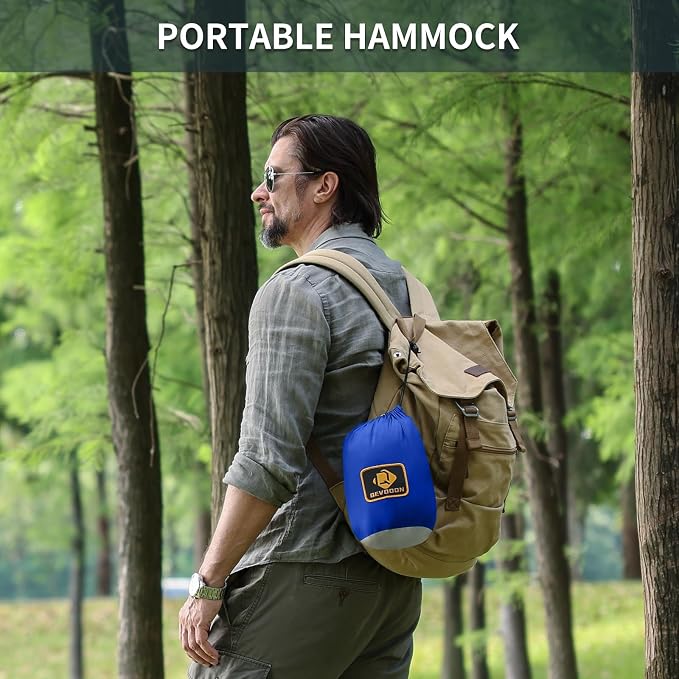 Camping Hammock with Net, Portable Lightweight Double Hammocks with Tree Straps - Image 5