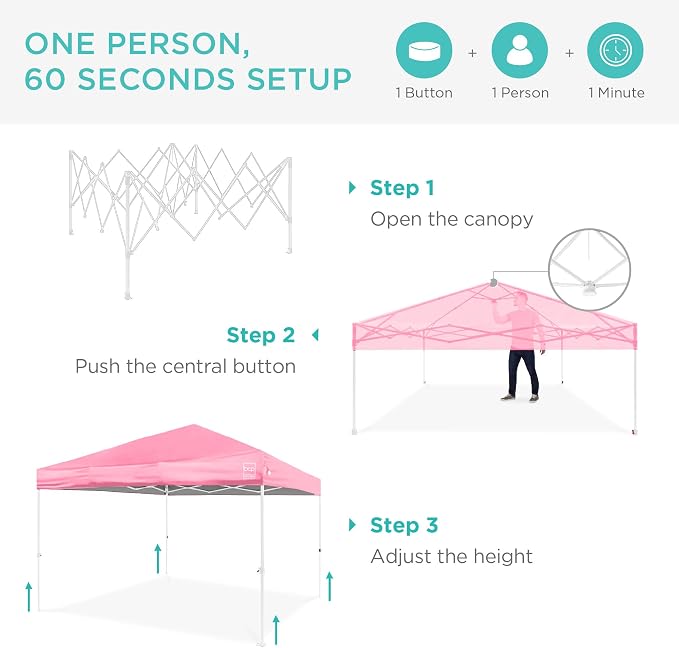 Best Choice Products 8x8ft Pop Up Canopy Tent, Outdoor Shade, 1 Person 1 Minute - Image 2