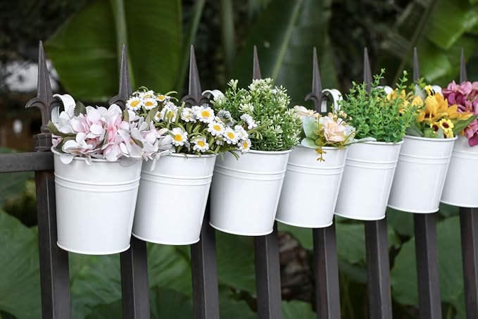 Dahey 10 Pcs Hanging Flower Pots Metal Iron Bucket Planter - Image 7