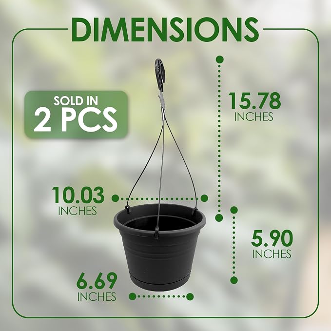 10in Euro Hanging Planters for Indoor Plants 2 Pieces 10inch Hanging Planter - Image 2