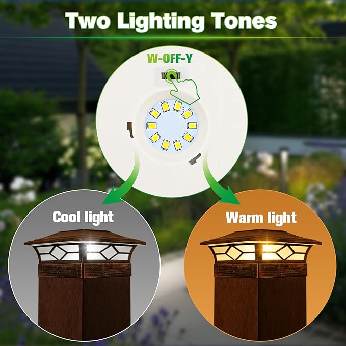 Solar Post Cap Lights Outdoor 8pack, Waterproof Solar Powered Deck Fence Post - Image 4