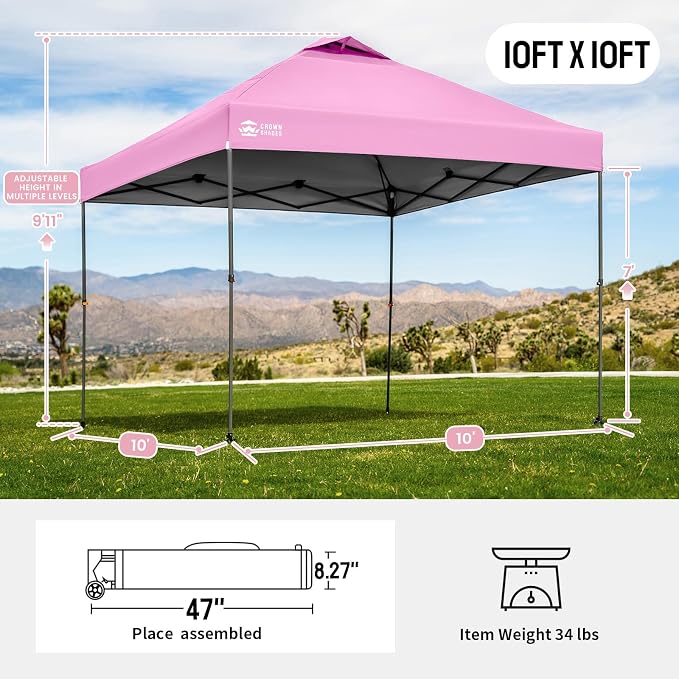 CROWN SHADES Adjustable Height on The Fly, 10x10 Pop Up Canopy - Image 2