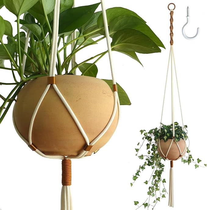 Macrame Plant Hanger Polyester Rope 42 Inch Outdoor Indoor Adjustable Hanging by LETBE