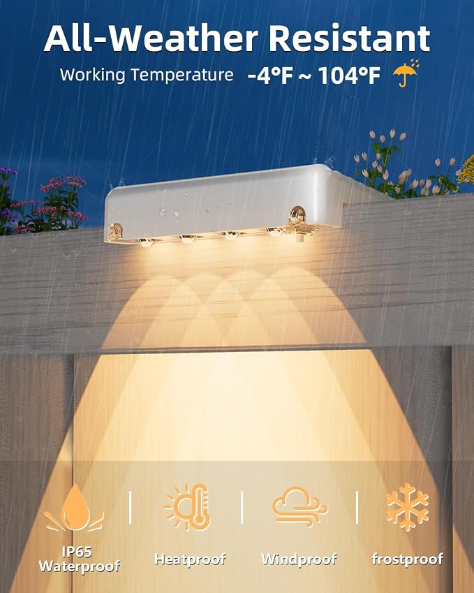 VOLISUN Solar Deck Lights 8 Pack, Warm White Glow LED Large Size Lamp, IP65 - Image 3