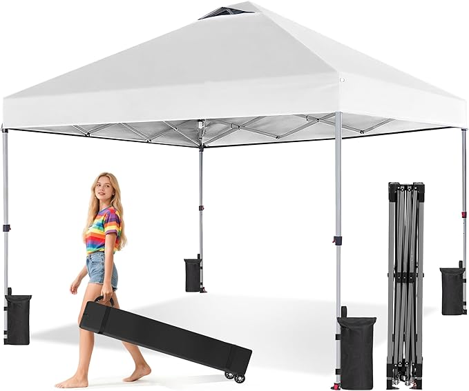 OLIXIS 10x10ft Pop Up Canopy Tent, Heavy Duty 1-Person One Push Setup, Portable by OLIXIS